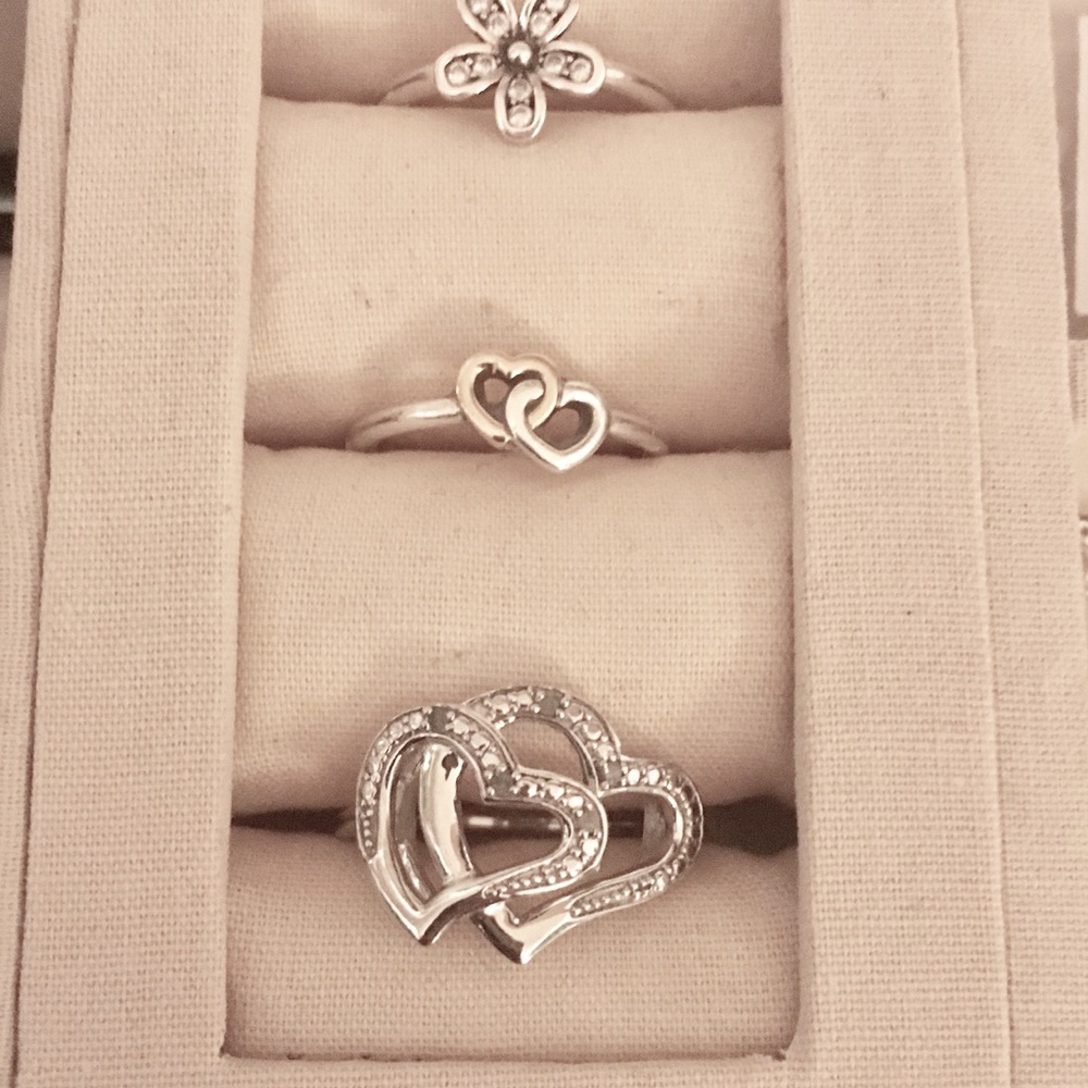 Sterling Silver (925) Hearts Ring w/Marcasite (8) - Picture 6 of 7